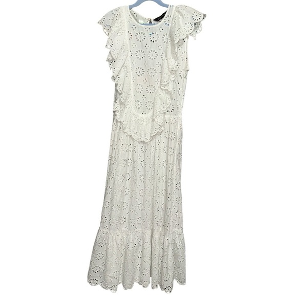Zara White Ruffle Midi Dress - Picture 2 of 8
